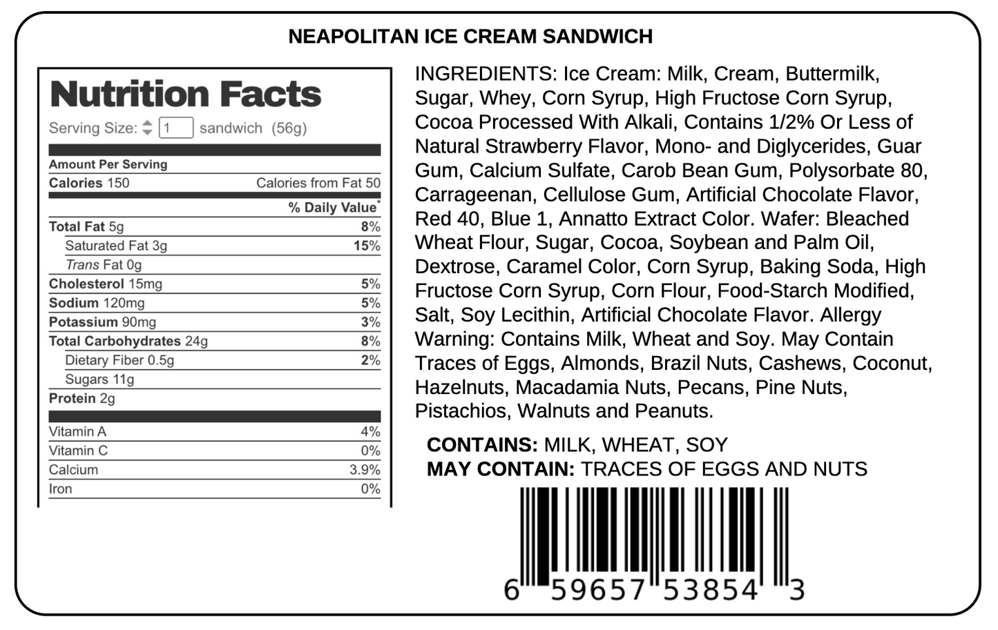 Neapolitan Ice Cream Sandwich